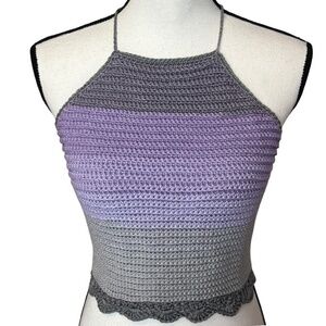 Handcrafted Crochet Halter Crop Top Soft Cotton Knit Summer Handmade By Seller
